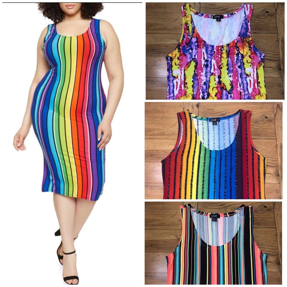 3 dresses Tank Bodycon Bundle, Mid Length Dress, XL